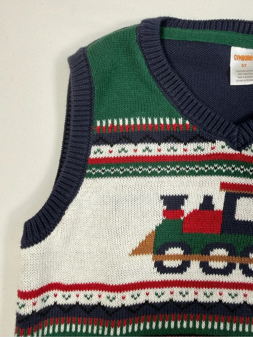 GYMBOREE Toddler Boys' Holiday Express Train Fair Isle Knit Sweater Vest Size 5T
